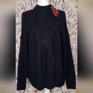 Jennifer Lopez Cold Shoulder Mockneck Sweater